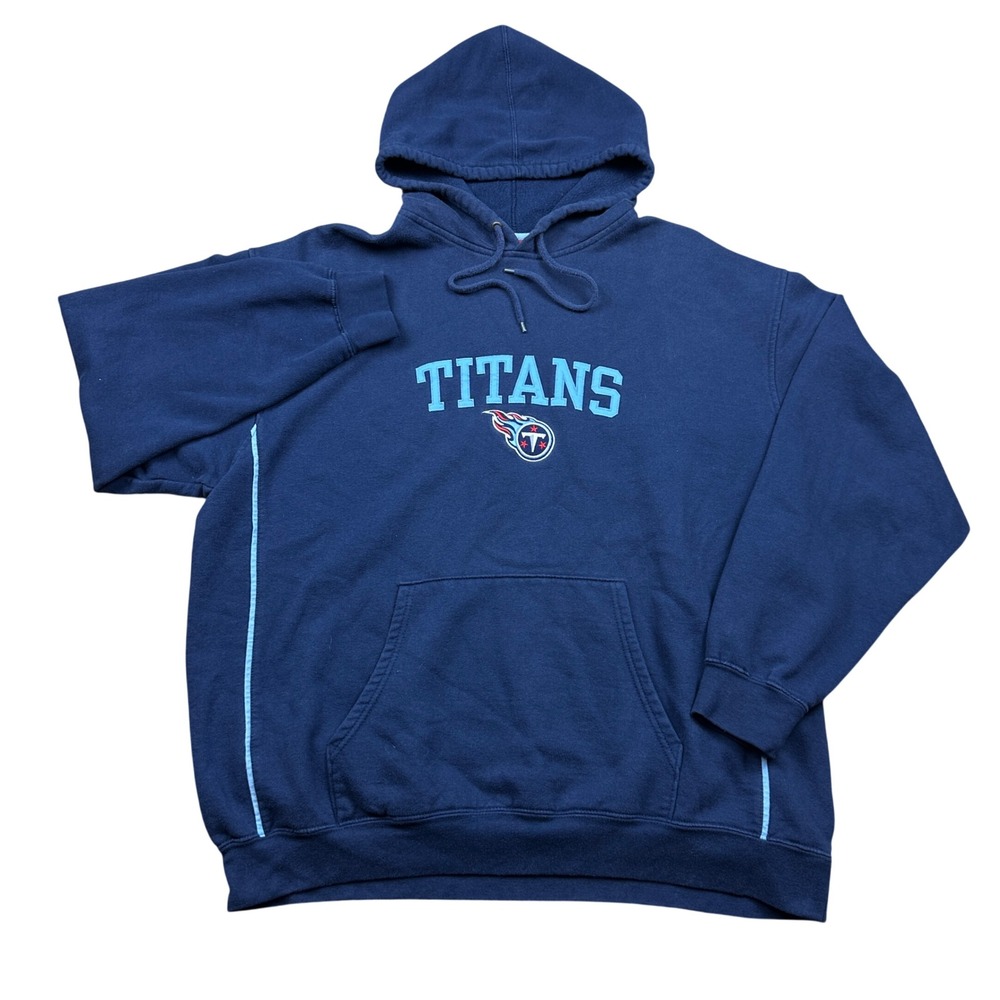 NFL Tennessee Titans Hoodie Navy Blue Embroidered Pullover Sweatshirt Mens XL - Picture 1 of 7